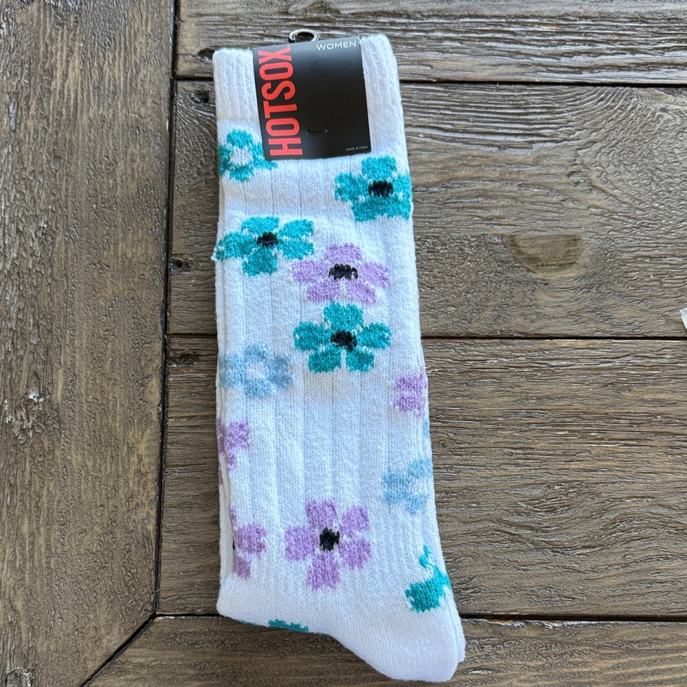 Hot Sox Floral Patterned White Socks NEW